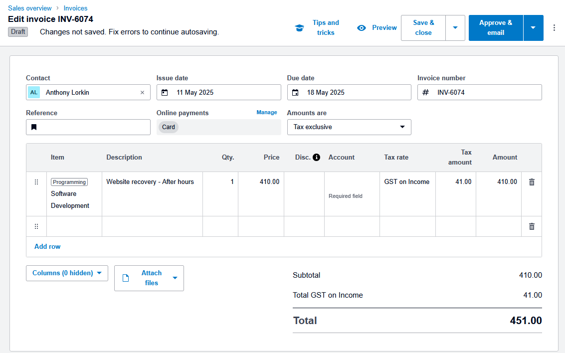 Xero Screenshot